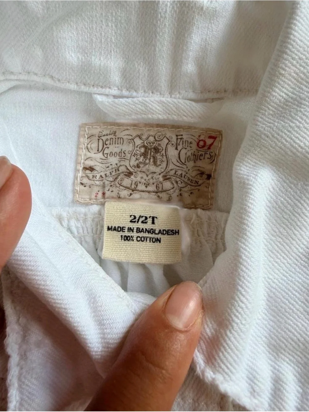 Vintage Ralph Lauren White Kids Denim Jacket - Button-Front Jean Jacket